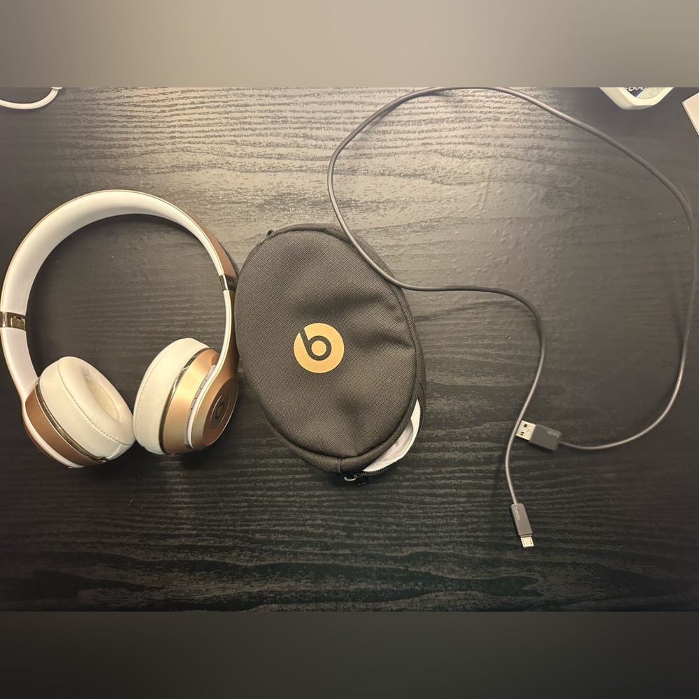 Beats by Dre Gold and White Over-Ear Headphones